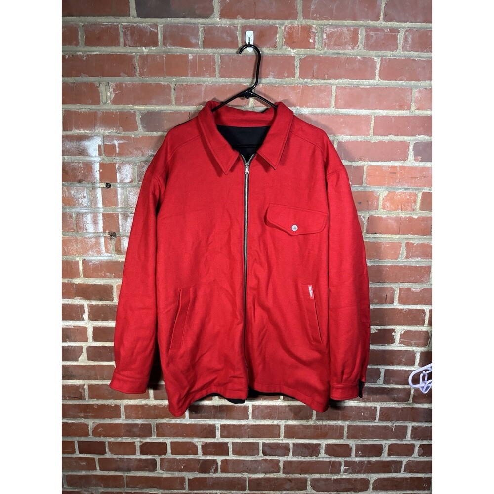 Vintage Marlboro Unlimited Reversible Red Black Wool Jacket Coat Size Large